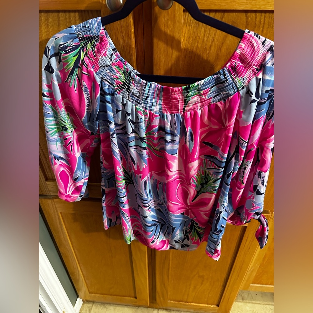 Lilly Pulitzer Floral off the shoulder top.